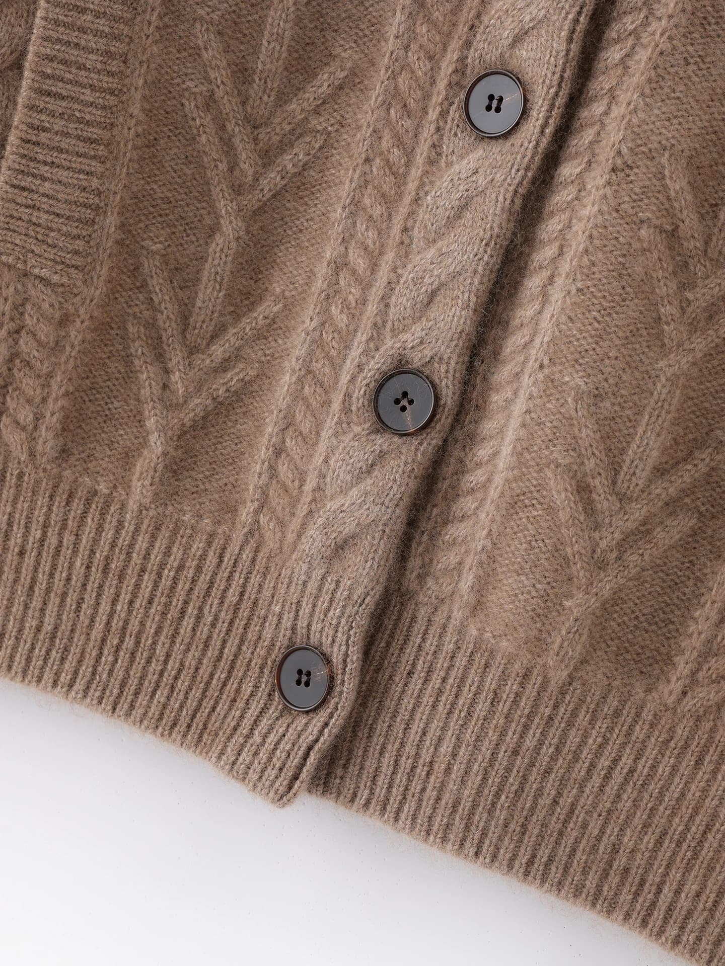 7-Gauge Heavyweight Stand-Collar Cable-Knit Cardigan · DETAIL